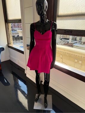 bebe Hot Pink Spaghetti-Strap Mini Dress